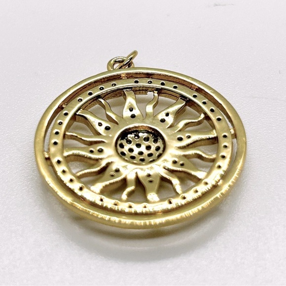 NWOT Stainless Steel Gold Plated Sunburst pendant/charm quarter Size - Picture 3 of 7
